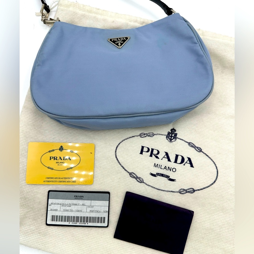 Prada Baby Blue Mini Nylon Pochette Shoulder Bag - Picture 2 of 11